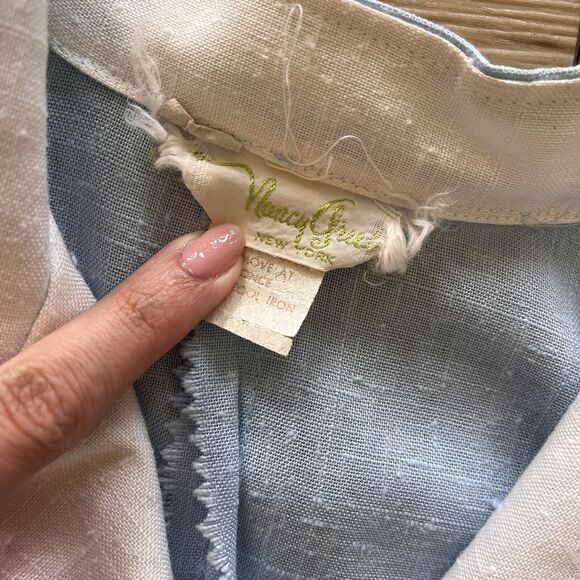 Vintage 60s 70s Nancy Greer New York Blue Shirt Waist A Line Dress Size 10 - Picture 9 of 9